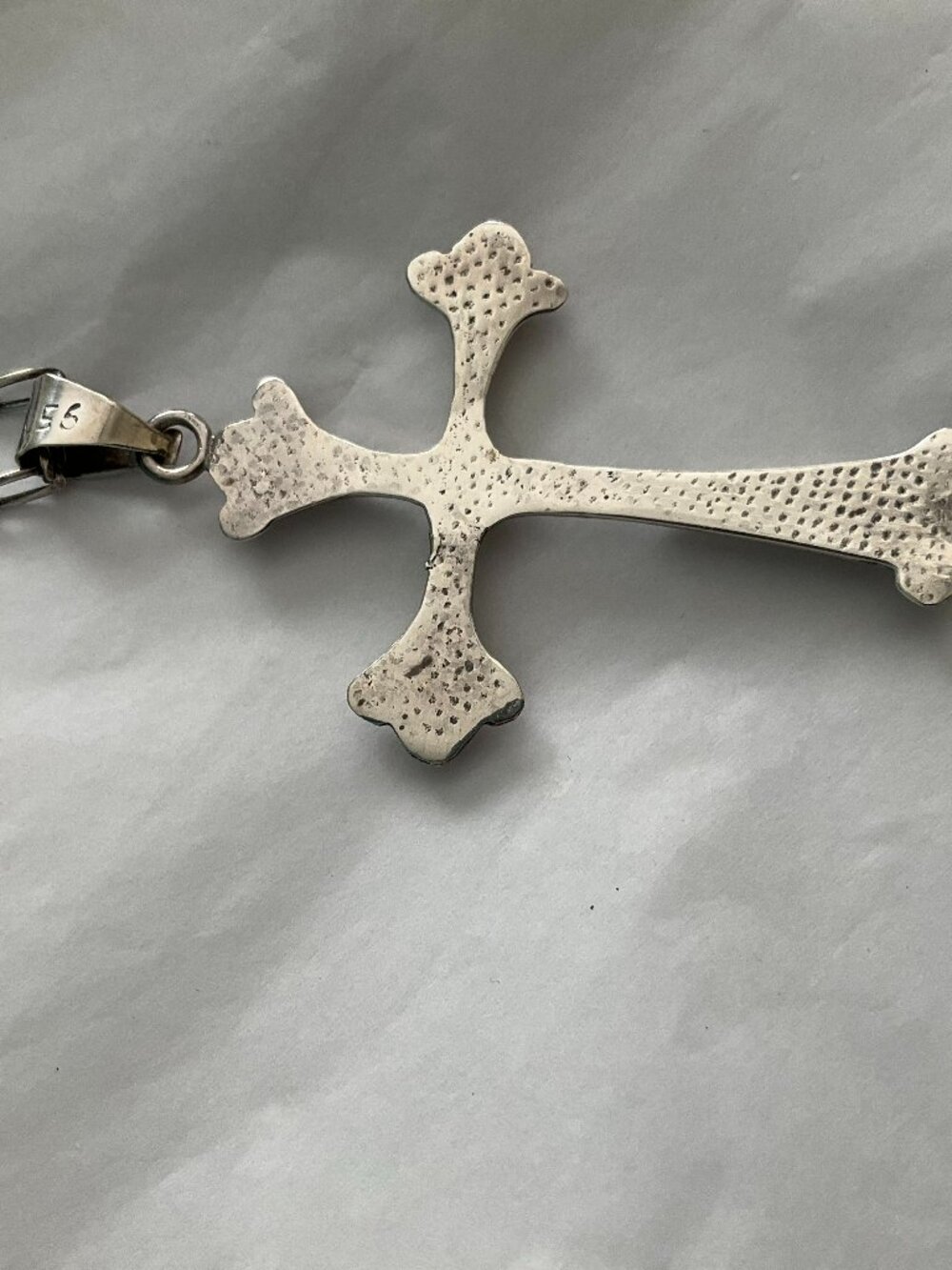 Large Vintage 925 silver and red jasper fancy cross with chain - Picture 6 of 6